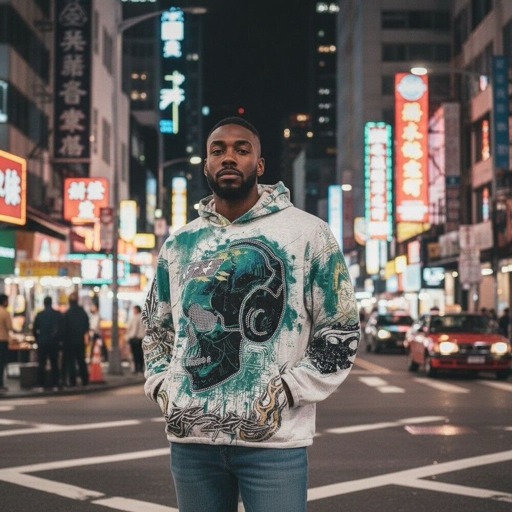 MAJESTIK  Men's Casual Tapestry Jacquard Hoodie Shine In The Light Cream 2XL